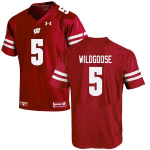 Men's Wisconsin Badgers NCAA #5 Rachad Wildgoose Red Authentic Under Armour Stitched College Football Jersey YC31U64FB